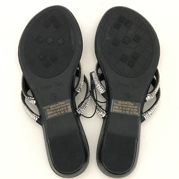 DREAM PAIRS Jeweled Sandals Black and Silver Rhinestone Women’s Size 7.5 - Picture 13 of 16